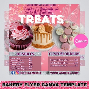 Editable Bakery Flyer | Sweet Treats Flyer Template | Baking Business Social Media Post | Canva Advertising Template