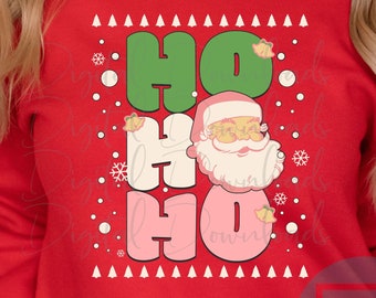 Ho Ho Ho Santa PNG, Pink Christmas PNG, Retro Shirt,  Retro Santa, Retro Christmas Png Files, Sublimation Design, Christmas Vibes
