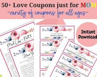 Printable Love Coupon Book for Mom, Mother's Day Gift (PDF)