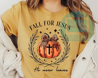 Fall For Jesus Pumpkin PNG：キリスト教の秋のデザイン（デジタルダウンロード）