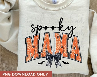 Spooky Mama Png, Coquette Halloween Png, Spooky Season Png, Retro Halloween Png, Fall Png, Halloween Shirt Sublimation Designs Png