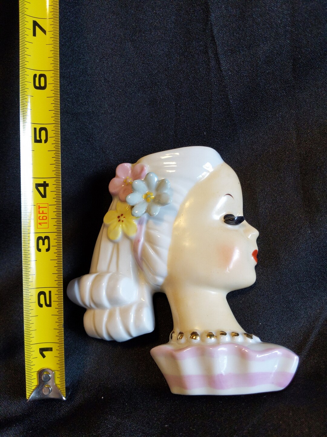 Vintage Lady Head Wall Pocket Vase Etsy