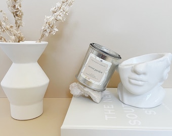 Secret Garden Coconut Soy Candle Wooden Wick 8 oz - Notes: Green leaves, Jasmine, Rose, Vanilla