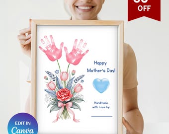 Handprint art printable toddler, Mothers day flower handprint, Flower printable,mothers day activity,mothers day crafts,flower handprint art