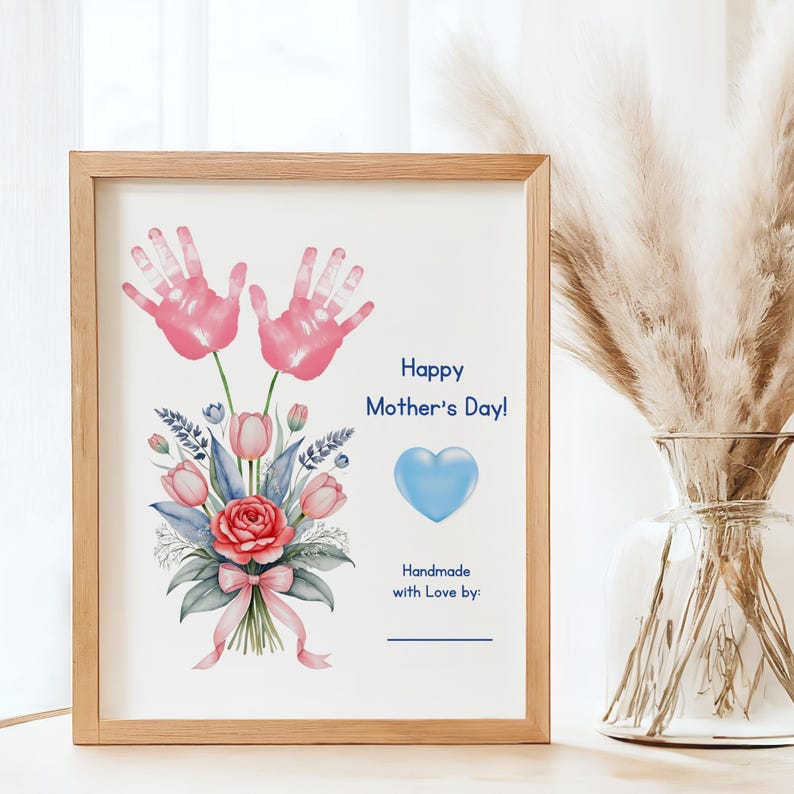 Handprint Art Printable Toddler, Mothers Day Flower Handprint, Flower ...