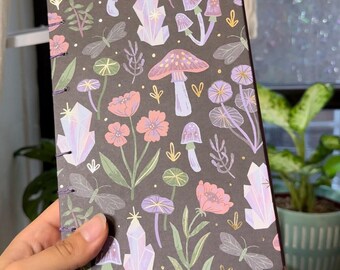 Mystic Journal | Handmade Exposed spine, Hand Stitched Journal, Coptic Bound Notebook, Diary, Art Writers Gift, mystic, mushrooms, spiritual