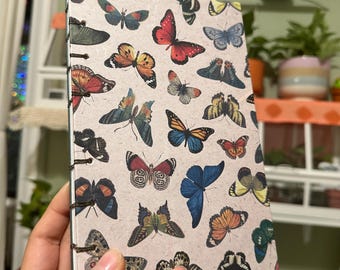 Butterflies Journal | Handmade Exposed spine, Hand Stitched Journal, Coptic Bound Notebook, Diary, Art Writers Gift, mystic, spiritual