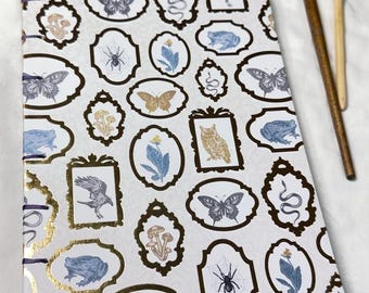 Moth Framed Journal | Handmade Exposed spine, Hand Stitched Journal, CopticBound Notebook, Diary, Art Writers Gift, mystic, gift, holiday