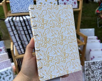 Yellow Scribbles Journal | Handmade Exposed spine,Hand Stitched Journal,Coptic Bound Notebook, Diary,Writers Gift, doodle, bullet journal