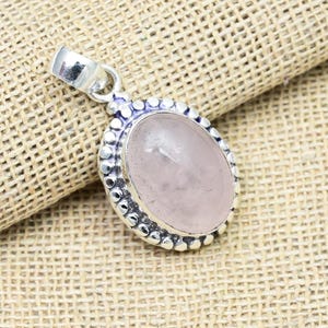 Rose Quartz Pendant Gemstone Handmade Pendant, 925 Sterling Silver Spiritual Pendant, Rose Quartz Pendant Gift For Love