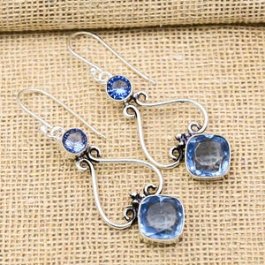 Awesome Tanzanite Gemstone Jewelry, 925 Sterling Silver Earrings, Handmade Dainty Jewelry, Statement Earrings Gift For Love