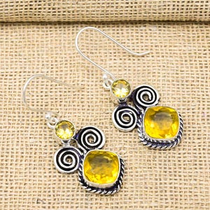 Citrine Silver Earrings, Gemstone Jewelry 925 Sterling Silver Earrings, Gift For Love, Gorgeous Jewelry Handmade Designer Jewelry For Women
