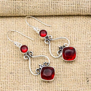 Red Garnet Gemstone Jewelry, 925 Solid Sterling Silver Earrings, Handmade Garnet Earrings, Spiritual Jewelry For Thanksgiving Gift