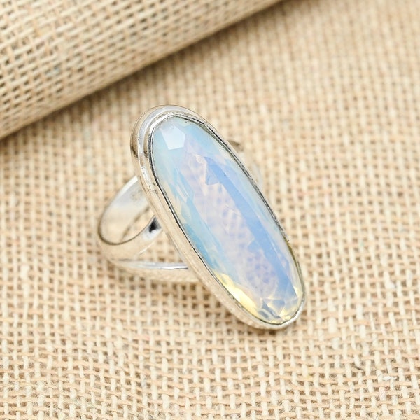Milky Opal Ring Gemstone 925 Sterling Silver Ring Handmade Ring Milky Opal Ring Gift For Love Jewelry Gift For Her.