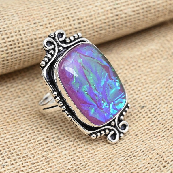 Purple Australian Triplet Opal Ring Gemstone 925 Sterling Silver Ring Handmade Triplet Opal Ring Ring Gift For Love Jewelry Gift For Her