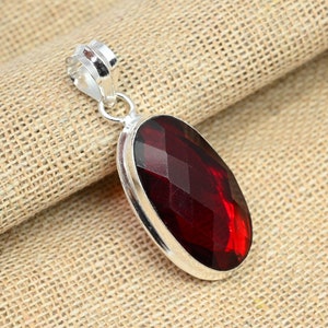 Facettierte Granat Anhänger Edelstein Handgemachte Anhänger 925 Sterling Silber Schöne Anhänger Granat Anhänger Geschenk For Love