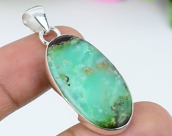 Boulder Chrysoprase Pendant 925 Sterling Silver Jewelry Gemstone Pendant Boulder Chrysoprase Jewelry Dainty Pendant Valentine&#39;s Day Gift