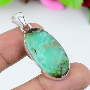 Boulder Chrysoprase Pendant 925 Sterling Silver Jewelry Gemstone Pendant Boulder Chrysoprase Jewelry Dainty Pendant Valentine&#39;s Day Gift