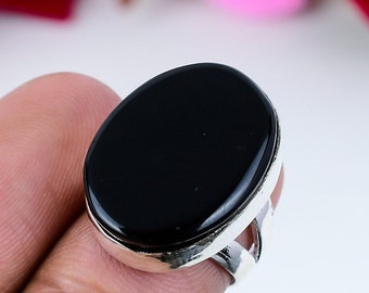 Black Onyx Ring Gemstone 925 Sterling Silver Ring Handmade Ring Black Onyx Ring Women's For Love Ring Gift For Her