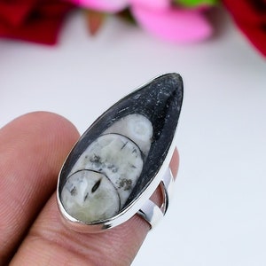 Orthoceras Fossil Ring Gemstone 925 Sterling Silver Ring Handmade Ring Orthoceras Fossil Ring Women&#39;s For Love Ring Gift For Her