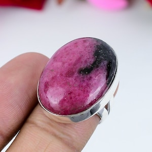 Rhodonite Ring Gemstone 925 Sterling Silver Ring Handmade Ring Rhodonite Ring Women's For Love Ring Gift For Her