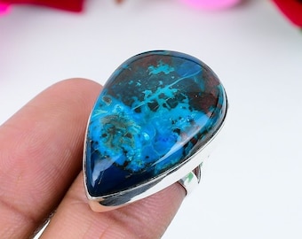 Blue Azurite Ring Gemstone 925 Sterling Silver Ring Handmade Ring Blue Azurite Ring Gift For Love Blue Azurite Ring Gift For Her