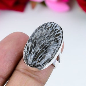 Stingray Coral Ring Gemstone 925 Sterling Silver Ring Handmade Ring Stingray Coral Ring Women's For Love Ring Gift For Her