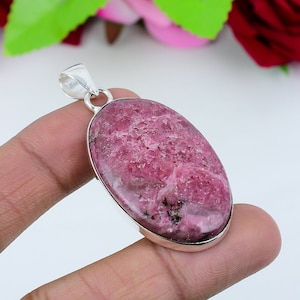 Rhodonite Pendant Gemstone Handmade Pendant 925 Sterling Silver Beautiful Pendant Rhodonite Pendant Gift For Love Engagement Gifts