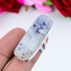 Regenbogen Mondstein Ring Edelstein 925 Sterling Silber Ring Handgefertigter Ring Regenbogen Mondstein Ring Damen Für Liebe Ring Geschenk Für Sie