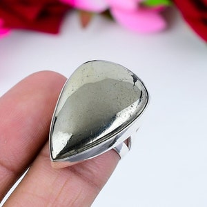 Beautiful Pyrite Agate Ring Gemstone Ring, 925 Sterling Silver Jewelry, Handmade Silver Ring, Statement Silver Ring Valentine&#39;s Day Gift