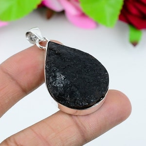 Black Kyanite Pendant Gemstone Handmade Pendant 925 Sterling Silver Beautiful Pendant Black Kyanite Pendant Gift For Love