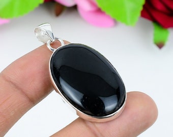 Black Obsidian Pendant Gemstone Handmade Pendant 925 Sterling Silver Beautiful Pendant Black Obsidian Silver Pendant Gift For Love