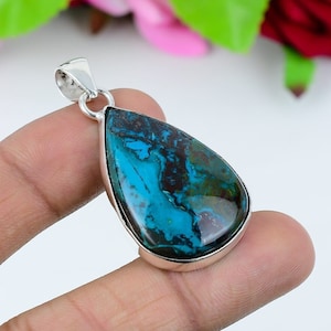 Blue Azurite Pendant Gemstone Handmade Pendant 925 Sterling Silver Beautiful Pendant Blue Azurite Pendant Gift For Love