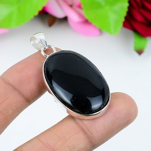 Black Obsidian Pendant Gemstone Handmade Pendant 925 Sterling Silver Beautiful Pendant Black Obsidian Silver Pendant Gift For Love