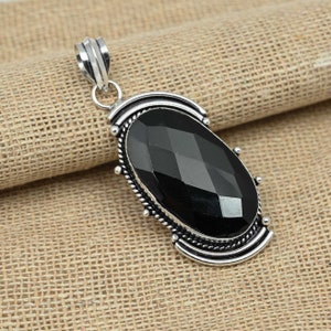 Faceted Black Spinel Pendant Gemstone Handmade Pendant 925 Sterling Silver Beautiful Pendant Black Spinel Pendant Gift For Her