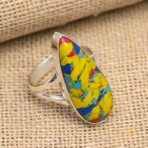 Mosaic Jasper Jewelry, Handmade Jewelry, 925 Solid Sterling Silver Jewelry Gift, Spectacular Gemstone Ring Jewelry Gift For Women