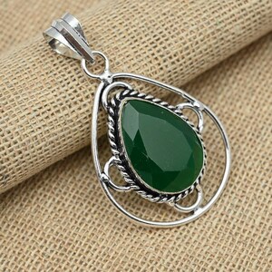 Green Onyx Gemstone Silver Jewelry, 925 Solid Sterling Silver Pendant, Handmade Beautiful Silver Pendant Jewelry, For Wedding Gift