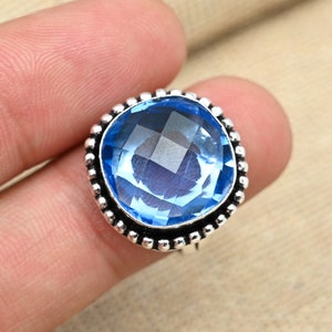 Beautiful Blue Topaz Gemstone Ring 925 Sterling Silver Jewelry Handmade Silver Ring Blue Topaz Ring Gift For Love Jewelry Gift For Her.