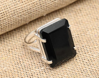 Black Spinel Gemstone Ring 925 Sterling Silver Jewelry Handmade Ring Jewelry Spinel Gemstone Ring Gift For Mother Pretty Jewelry