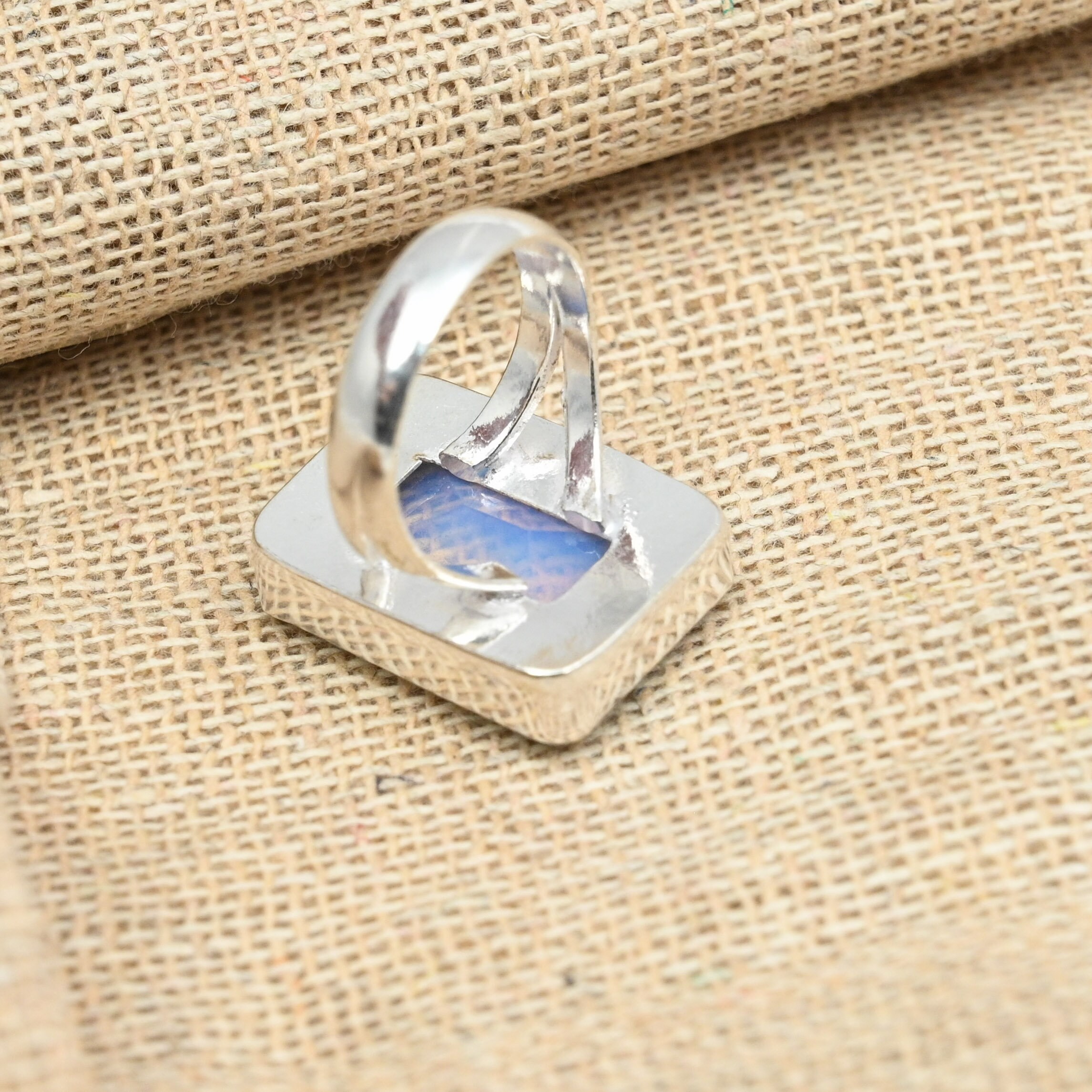 Anello Con Opale Lattiginoso, Gioielli Fatti A Mano In Argento Sterling - Foto 10