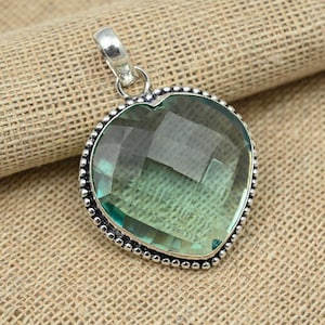 Grüner Amethyst Anhänger Edelstein Handgemachter Anhänger 925 Sterling Silber Schöne Anhänger Grüner Amethyst Anhänger Geschenk für die Liebe.