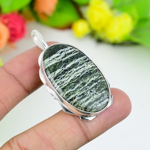 Green Opal  Pendant Gemstone Handmade Pendant 925 Sterling Silver Beautiful Pendant Green Opal Necklace For Engagement Gifts