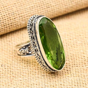 Green Amethyst Gemstone Ring, 925 Sterling Silver Ring Jewelry, Gemstone Jewelry, Handmade Jewelry Unique Green Amethyst Ring Birthday Gift