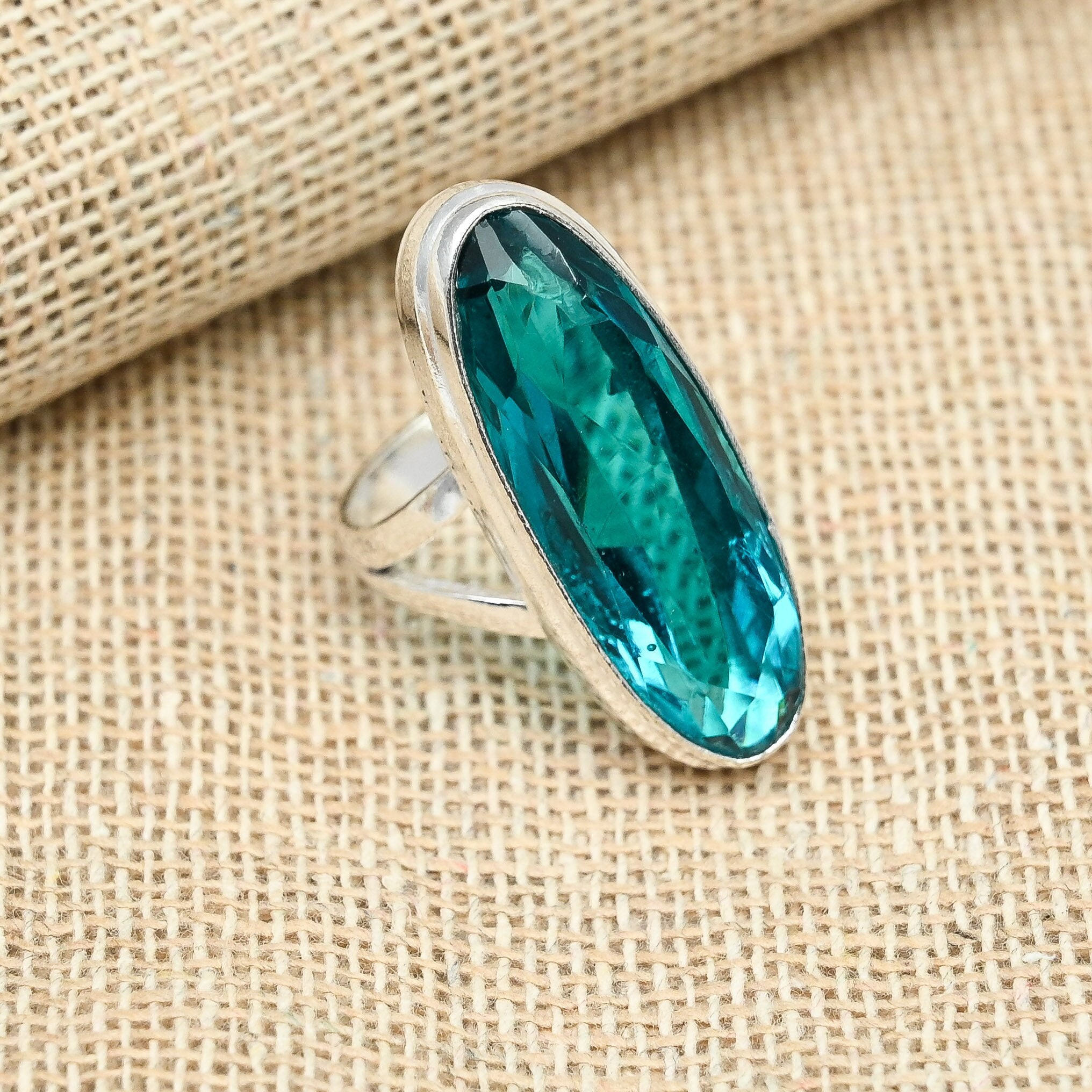 Anello Artigianale In Argento 925 Con Multi Tormalina, Fatto A Mano, Stile Bohemien, Taglio Cuscino, MP-267
