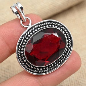 Roter Granat-Edelstein-Schmucksachen, 925 feste Sterlingsilber-Schmucksachen, handgemachte silberne hängende Halskette, Designer-nagelneue Schmuck-Frauen-Geschenke