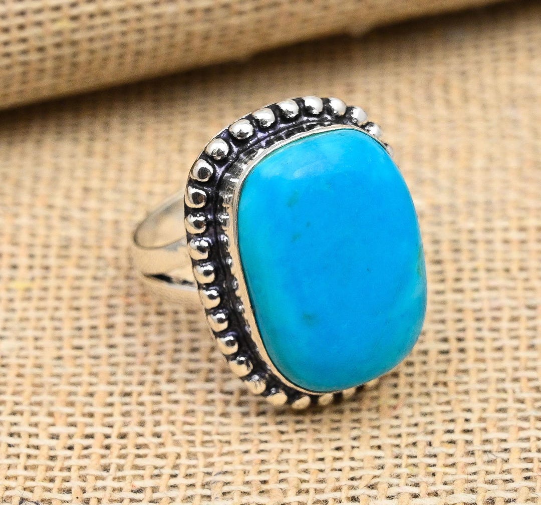 Sleeping Beauty Turquoise Gemstone Jewelry, 925 Sterling Silver Ring ...