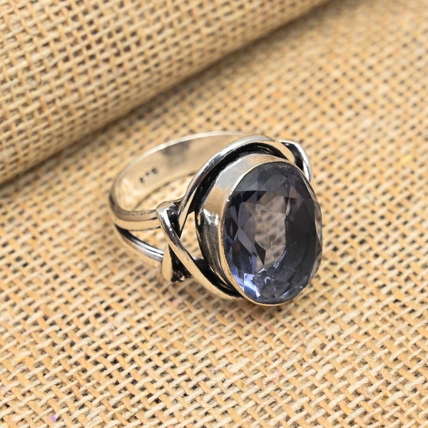 Amazing Iolite Gemstone Jewelry Handmade Jewelry 925 Sterling Silver Ring Pretty Oval Shaped Ring For Her Dazzling Iolite Jewelry