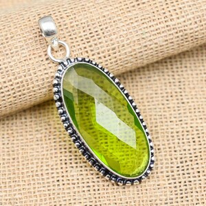 Peridot Gemstone Silver Jewelry, 925 Solid Sterling Silver Pendant, Handmade Gorgeous Jewelry, Peridot Boho Pendant Gift For Mother