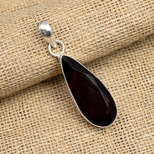 Charmanter Roter Granat Edelstein Schmuck, 925 Sterling Silber Anhänger, Handgemachte Wunderbare Anhänger Schmuck, Silber Kette Anhänger Geschenk Für Sie
