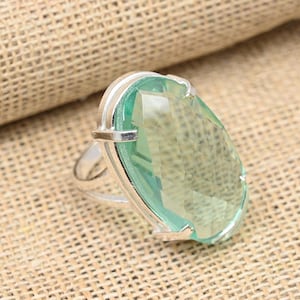 Aqua Apatite Gemstone Ring, 925 Sterling Silver Ring Jewelry, Gemstone Jewelry, Handmade Jewelry Unique Apatite Ring Birthday Gift